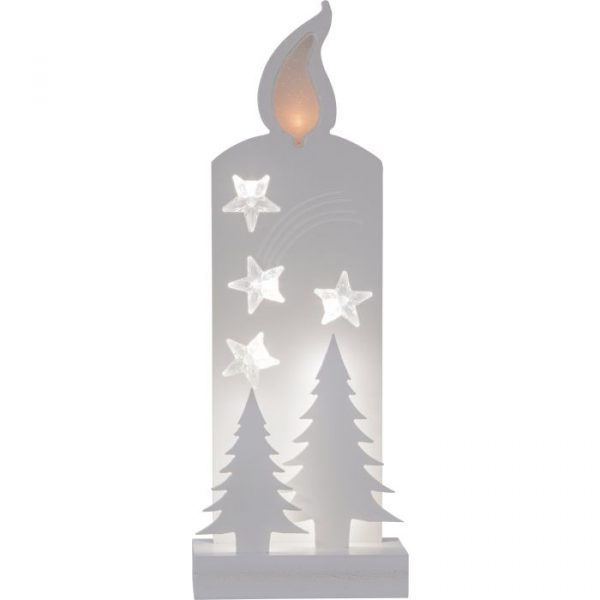 Vela de Navidad en Madera Blanca con Luz LED